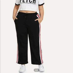 Plus Side Striped Drawstring Waist Pants